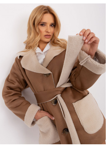 Hnedý koženkový kabát