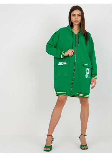 Zelená predĺžená mikina