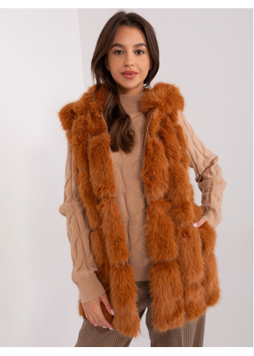Karamelovo hnedá kožušinová vesta