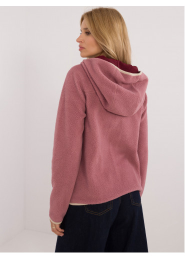 Tmavopúdrovo ružová hrejivá mikina na zips