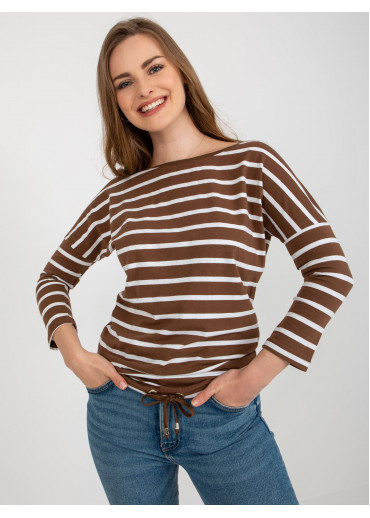Karamelovo hnedé pruhované tričko