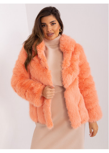 Broskyňovo ružová kožušinová bunda