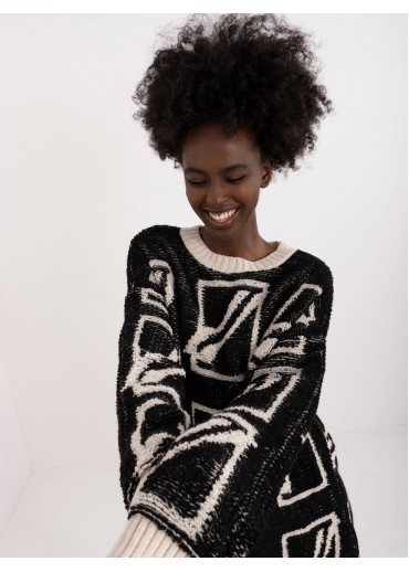 Čierny dámsky oversize sveter