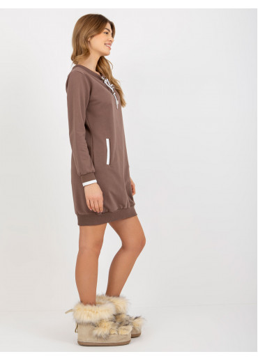 Hnedá mikinová tunika