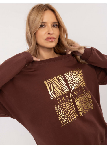 Hnedá dámska mikina s potlačou