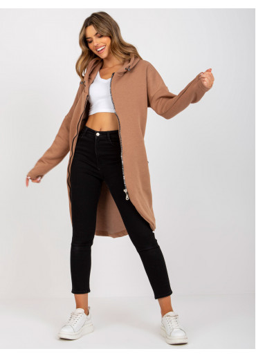 Hnedá predĺžená mikina