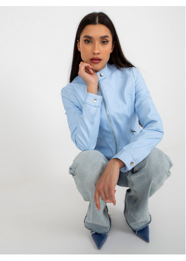 Svetlomodrá koženková bunda