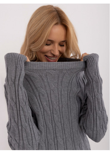 Tmavosivý dámsky predĺžený sveter
