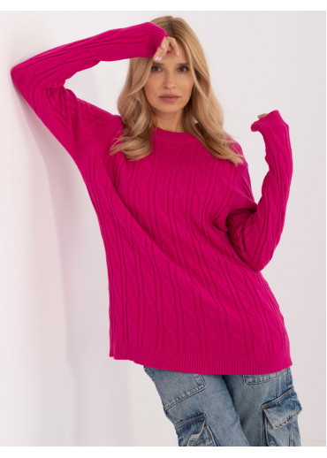Fuchsiovo ružový dámsky predĺžený sveter