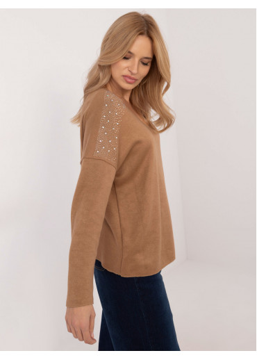 Hnedý dámsky sveter s aplikáciou