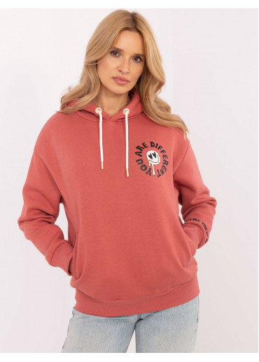 Koralovo ružová dámska mikina s potlačou