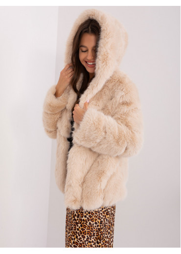 Béžovo hnedá kožušinová bunda