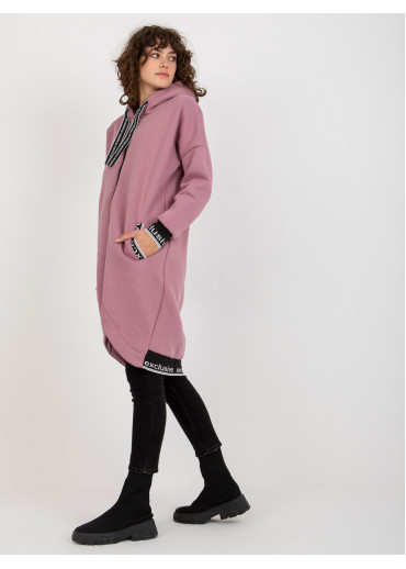 Tmavopúdrovo ružová asymetrická mikina