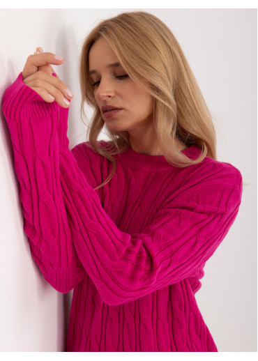 Fuchsiovo ružový dámsky predĺžený sveter