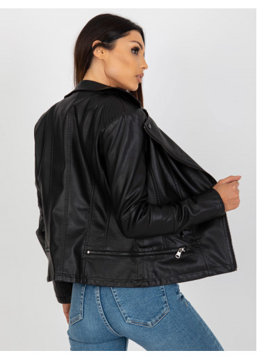 Čierna koženková bunda