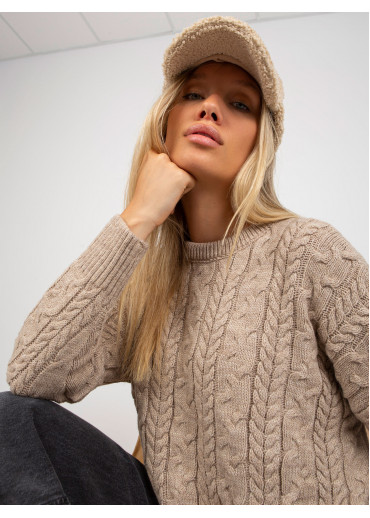 Béžovo hnedý predĺžený sveter