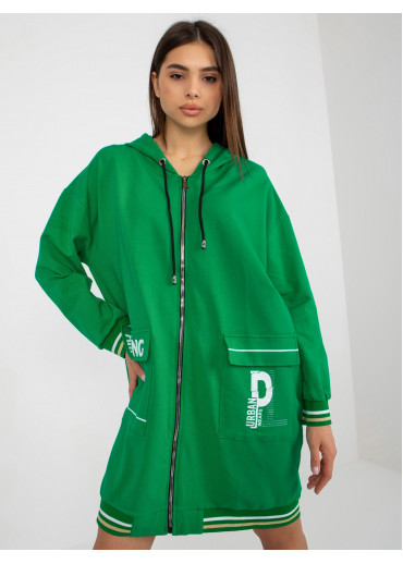 Zelená predĺžená mikina