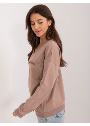 Béžovo hnedé dámske tričko s dlhým rukávom