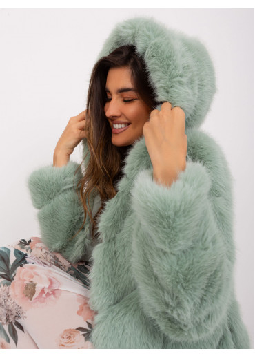 Svetlozelená kožušinová bunda