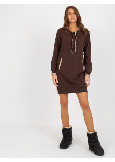 Tmavohnedá mikinová tunika