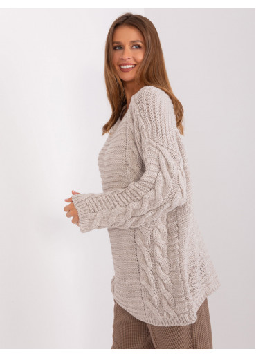 Béžovo hnedý pletený pulóver