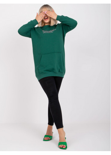 Tmavozelená predĺžená mikina