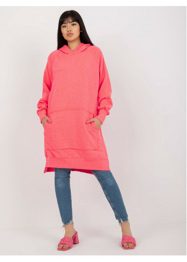 Neónovo ružová dlhá mikina