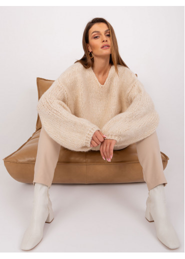 Béžovo hnedý pletený pulóver