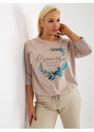 Béžovo hnedé tričko s potlačou