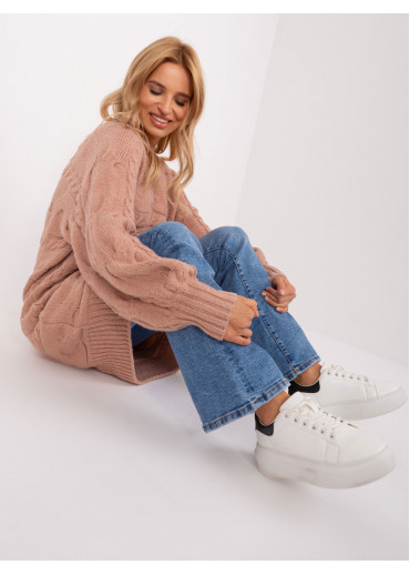 Tmavopúdrovo ružový predĺžený sveter