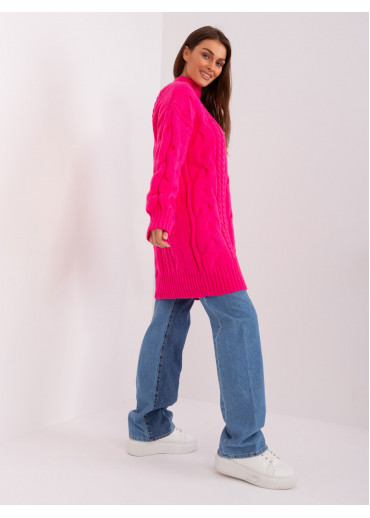 Neónovo ružový predĺžený sveter