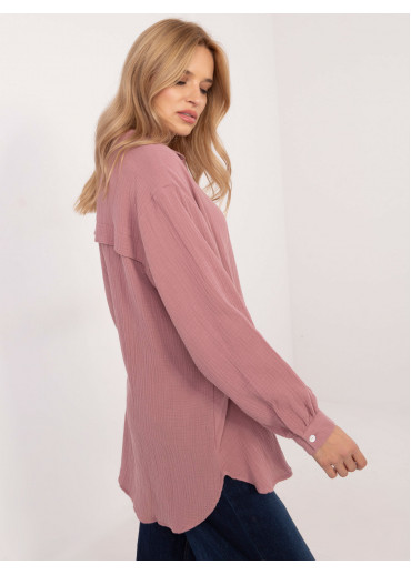 Tmavopúdrovo ružová voľná košeľa