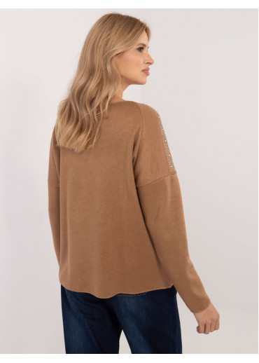 Hnedý dámsky sveter s aplikáciou