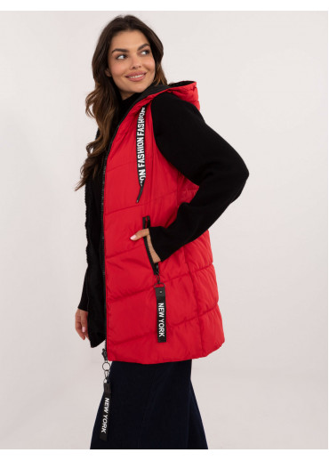 Červená obojstranná dlhá vesta