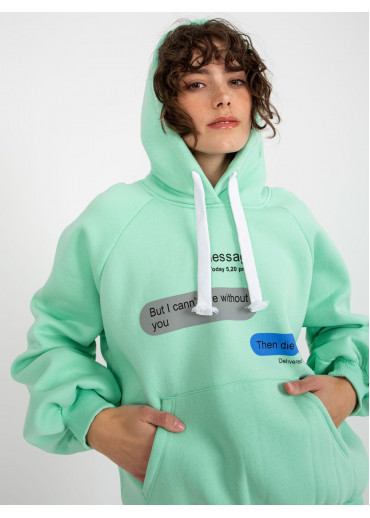 Svetlozelená mikina s kapucňou