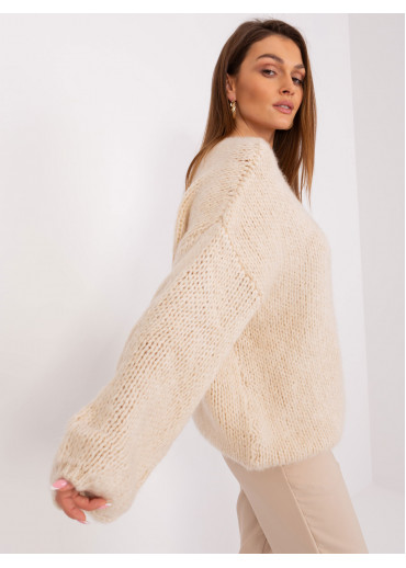 Béžovo hnedý pletený pulóver