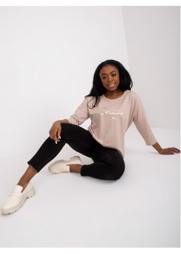 Béžovo hnedé tričko s potlačou