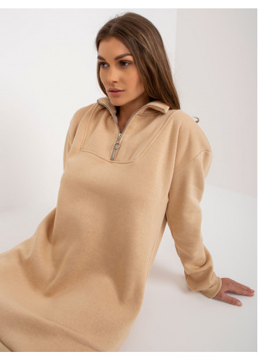 Béžovo hnedá predĺžená mikina