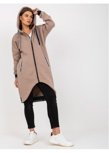 Béžovo hnedá asymetrická mikina