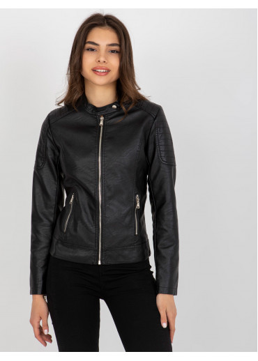 Čierna koženková bunda