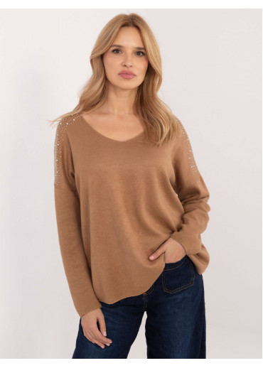 Hnedý dámsky sveter s aplikáciou