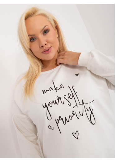 Smotanovo biele dámske tričko s dlhým rukávom