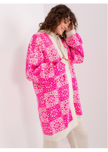 Fuchsiovo ružový kardigán