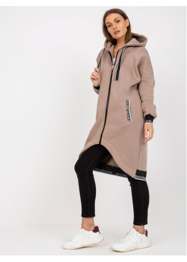 Béžovo hnedá asymetrická mikina