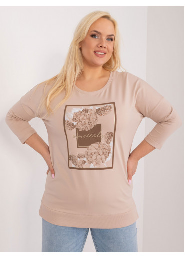 Béžovo hnedé tričko s potlačou