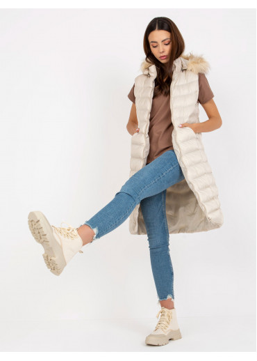 Béžovo hnedá prešívaná vesta