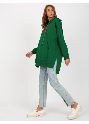 Tmavozelená mikina s kapucňou