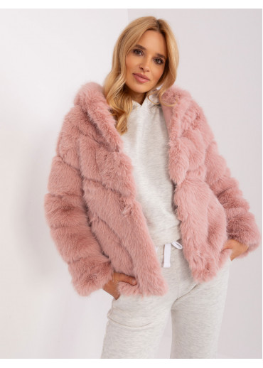 Tmavopúdrovo ružová kožušinová bunda
