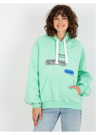 Svetlozelená mikina s kapucňou