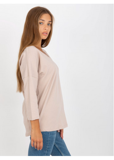 Béžovo hnedé tričko s 3/4 rukávom